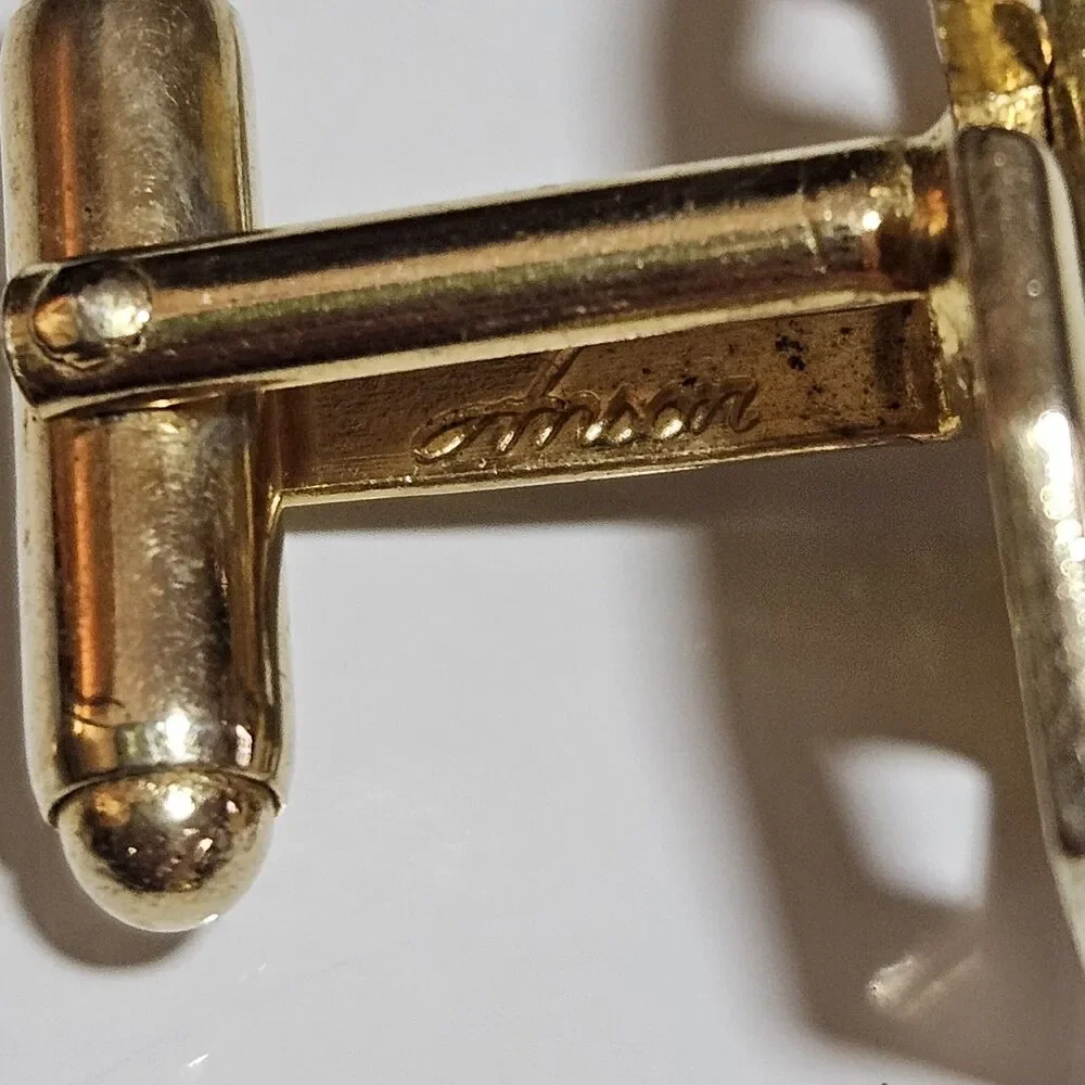 Anson Vintage Gold Tone Cufflinks with Rectangular Red Lucite